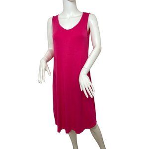 Cable & Gauge Dress S Hot Pink Sleeveless V-Neck Below Knee Crisscross Stretchy